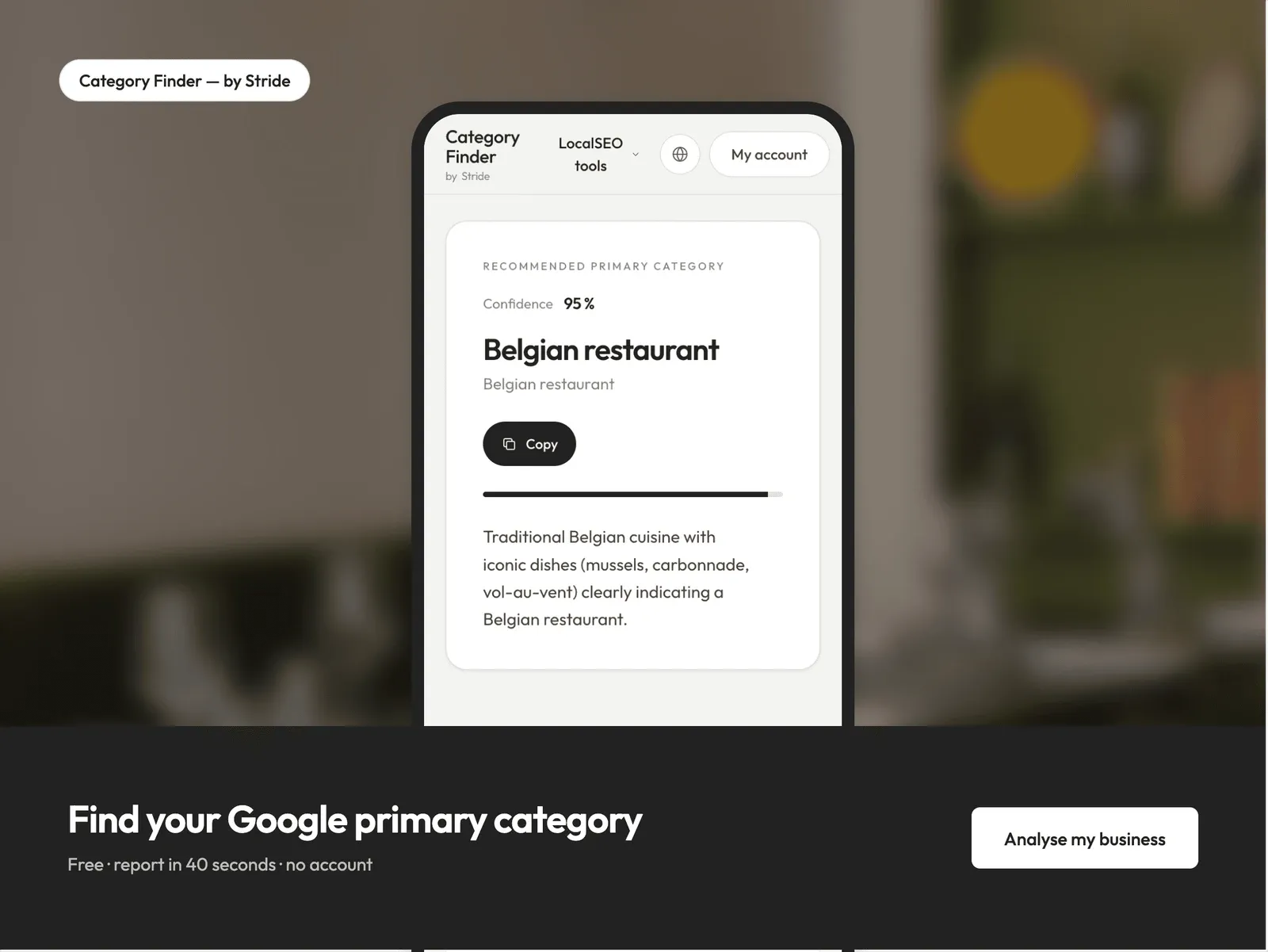 Category Finder for your restaurant by Stride