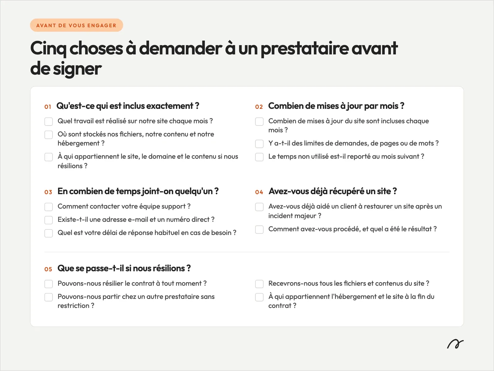 Questions à poser avant de souscrire un plan de maintenance de site web